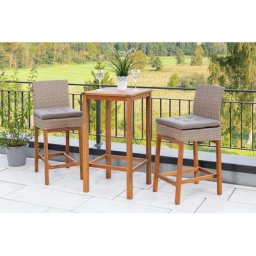 MERXX Gartenbar-Set, (3-tlg), 2 Barstühle mit Bartisch für den Outdoorbereich