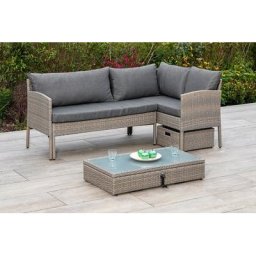 MERXX Balkonset Viletta, (3-tlg), Ecksofa, höhenverstellbarer Tisch, mit Box