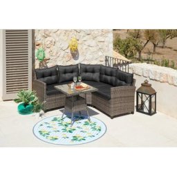 KONIFERA Gartenlounge-Set Keros, (12-tlg), Ecksofa, Tisch 64x64 cm, Polyrattan