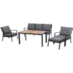 Siena Garden Gartenlounge-Set Londra, (Set, 16-tlg), best. aus 2 Sesseln, 1 Hocker, 1 Sofa, 1 Tisch, 11 Kissen