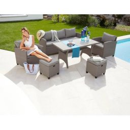 KONIFERA Gartenlounge-Set Amsterdam, (16-tlg), 3er Sofa, 2 Sessel, 2 Hocker, Tisch, Polyrattan