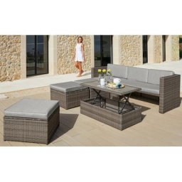 KONIFERA Gartenlounge-Set Lagos Premium, (13-tlg), 3er-Sofa, 3 Hocker, Tisch, Polyrattan