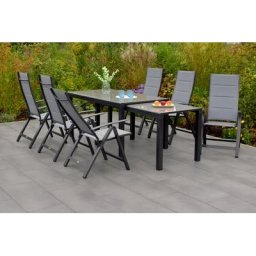 MERXX Garten-Essgruppe Florenz, (7-tlg), 6 Klappsessel, 5-fach verstellbar, Ausziehtisch