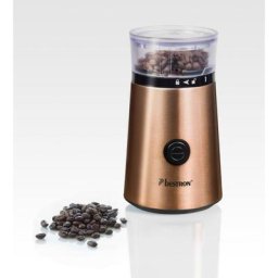bestron Kaffeemühle ACG1000CO, 150 W, Schlagmahlwerk, 50 g Bohnenbehälter, elektrisch, mit Edelstahl-Schlagmesser, Edelstahl in Kupfer-Optik