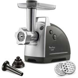 Moulinex Fleischwolf ME6868 Meat Mincer, 2200 W, 4 Zubehörteile inbegriffen, sicheres Reverse-System, schwarz/silber