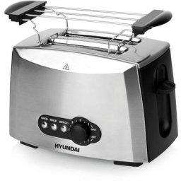 Hyundai Toaster TO307SS, 2 Schlitze, für 2 Scheiben, 900 W, 7 Regelung, Auftauen, Brötchenaufsatz, Krümmelschublade