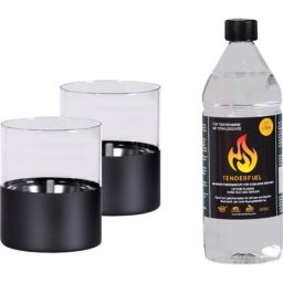 TENDERFLAME Tischfeuer Lilly (Set), 2 Stk., inkl. 0,7 l Tenderfuel