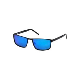 Bench. Sonnenbrille graue Scheiben glänzen mit einer tiefblauen Verspiegelung.