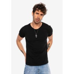 RedBridge T-Shirt Charleston basic mit dezentem Logopatch aus Metall