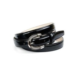 Anthoni Crown Ledergürtel Schmaler Lackledergürtel, abgesteppte Ränder