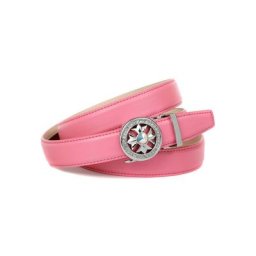 Anthoni Crown Ledergürtel in rosa mit Kristall-Glas-Schnalle