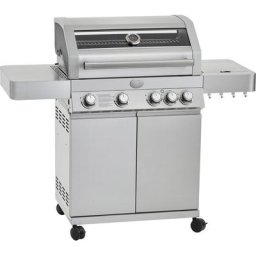 RÖSLE Gasgrill BBQ-Station VIDERO, 25525, G4 Edelstahl, 4 Haupt- und 1 Seitenbrenner, beleuchtete Drehknöpfe