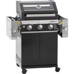 RÖSLE Gasgrill BBQ-Station VIDERO, 25520, G3-S Schwarz, 3 Brenner, extra Primezone und Seitenbrenner, VARIO+