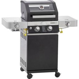 RÖSLE Gasgrill BBQ-Station VIDERO, 25533, G2-S Schwarz, 2 Brenner, extra Primezone und Seitenbrenner, VARIO+