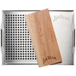 Jim Beam BBQ Grillplatte, Grillauflage mit Zedernholz-Platte, ø 29 cm