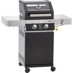 RÖSLE Gasgrill BBQ-Station VIDERO, 25514, G2 Schwarz, 2 Haupt- und 1 Seitenbrenner, beleuchtete Drehknöpfe