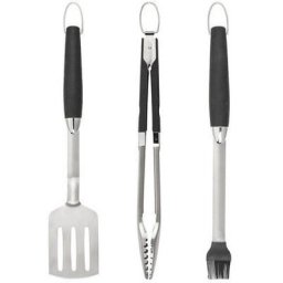 WENKO Grillbesteck-Set BBQ, (Set, 3 tlg), aus rostfreiem Edelstahl und TPR-Kunststoff (3er-Set)