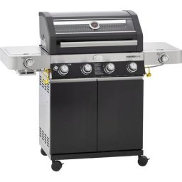 RÖSLE Gasgrill BBQ-Station VIDERO, 25524, G4-S Schwarz, 4 Brenner, extra Primezone und Seitenbrenner, VARIO+