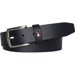 Tommy Hilfiger Ledergürtel DENTON 3,5 Robuster Ledergürtel mit Flag-Label, silberne Schnalle, verstellbar