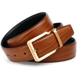 Anthoni Crown Ledergürtel in angesagter Cognac Farbe, Schnalle mattgoldfarben