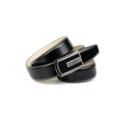 Anthoni Crown Ledergürtel in Schwarz mit Kontrast Stitching in Weiss