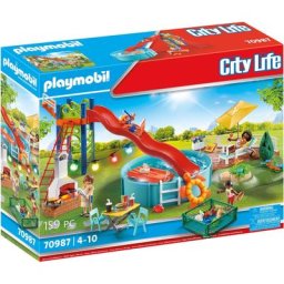 Playmobil® Konstruktions-Spielset Poolparty mit Rutsche (70987), City Life, (159 St), Made in Germany