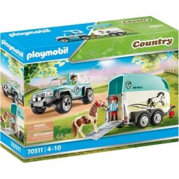 Playmobil® Konstruktions-Spielset PKW mit Ponyanhänger (70511), Country, (44 St), Made in Germany