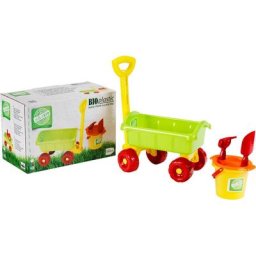 Klein Sandeimer Bio Bollerwagen und Eimer-Set, mit Handschaufel, Handrechen und Sieb, Made in Germany