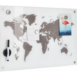 Zeller Present Pinnwand Worldmap, Glas 60x40