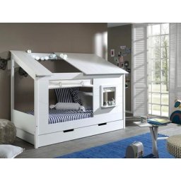 Vipack Hausbett Hausbett, Baumhausbett mit Vorhang-Set, Liegefläche 90 x 200 cm, Bettschublade