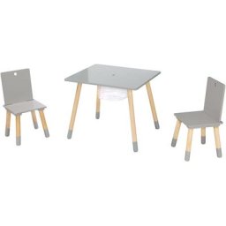 roba® Kindersitzgruppe Sitzgruppe mit Aufbewahrungsnetz, grau, aus Holz