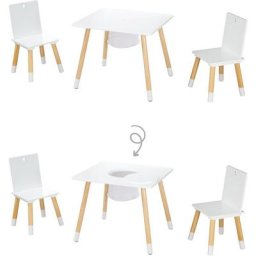 roba® Kindersitzgruppe Sitzgruppe mit Aufbewahrungsnetz, weiß, aus Holz