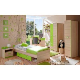 Ticaa Jugendzimmer-Set Lori, (Set, 6-St., Bett, Schrank, Schreibtisch, Standregal, Wandregal, Nachttisch), Bett + Schrank + Schreibtisch + Standregal + Wandregal + Nachttisch