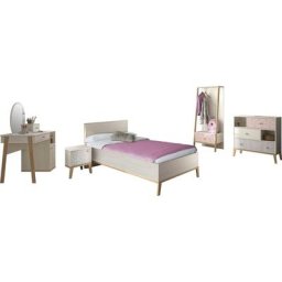 Gami Jugendzimmer-Set Alika, (Set, 6-St., Bett, Kleiderständer, Nachttisch, Kommode, Schreibtisch, mit Spiegel)