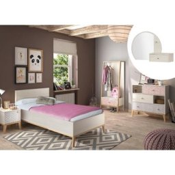 Gami Jugendzimmer-Set Alika, (Set, 5-St., Kleiderständer, Bett, Nachttisch, Kommode und Aufsatz mit Spiegel)