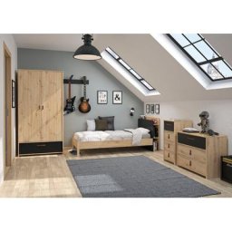 Gami Jugendzimmer-Set Arthus, (5-St., Bett mit Kopfteil, Kleiderschrank, Kommode, hohe Kommode)