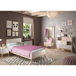 Gami Jugendzimmer-Set Alika, (Set, 4-St., Kleiderständer, Bett, Nachttisch, Kommode)