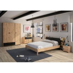 Gami Jugendzimmer-Set Arthus, (6-St., Bett mit Kopfteil, Nachttisch, Kleiderschrank, Kommode)