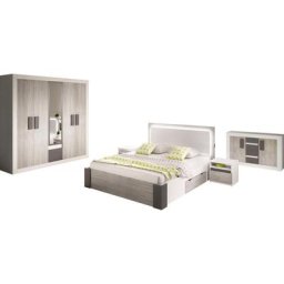Polini kids Schlafzimmer-Set Polini Porto, (Set, 5-St., bestehend aus Bettgestell, Schiebetürenschrank, Kommode, Nachtkommoden), inklusive Bettkasten