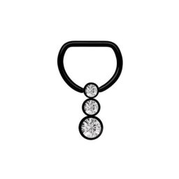 Adelia´s Brustwarzenpiercing Piercing Brustpiercing, Stahl - Klemm-Brustring PVD schwarz mit Steinkugeln