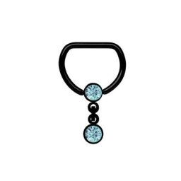 Adelia´s Brustwarzenpiercing Piercing Brustpiercing, Stahl D-Ring BCR PVD schwarz mit Kette