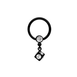 Adelia´s Intimpiercing Piercing Intimpiercing , Stahl - Intimring PVD schwarz mit Kette und 5 mm Würfel
