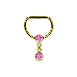 Adelia´s Brustwarzenpiercing Piercing Brustpiercing, 18 kt. Hartvergoldung mit Kette und zwei 5 mm Kugeln