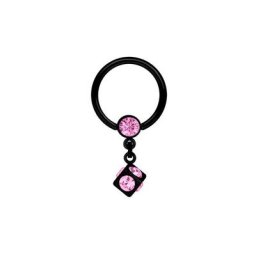 Adelia´s Intimpiercing Piercing Intimpiercing , Stahl - Intimring PVD schwarz mit Kette und 5 mm Würfel