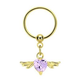 Adelia´s Intimpiercing Piercing Intimpiercing , Intimpiercing Ring PVD Gold Anhänger mit Flügel und Herz