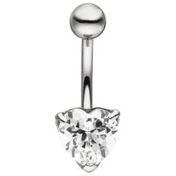JOBO Bauchnabelpiercing Herz, Edelstahl mit Zirkonia