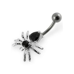 Firetti Bauchnabelpiercing BLACK SPIDER, Spinne, mit Zirkonia (synth)