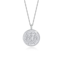 Elli Kette mit Anhänger Sternzeichen Waage Astro Münze Antik 925 Silber