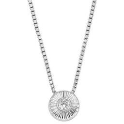 Fossil Kette mit Anhänger Kreis rund Sonne, STERLING, JFS00618040, mit Zirkonia