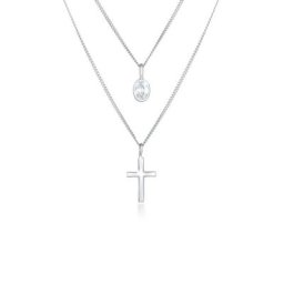Elli Gliederkette Layer Zirkonia Kreuz Glaube 925 Silber